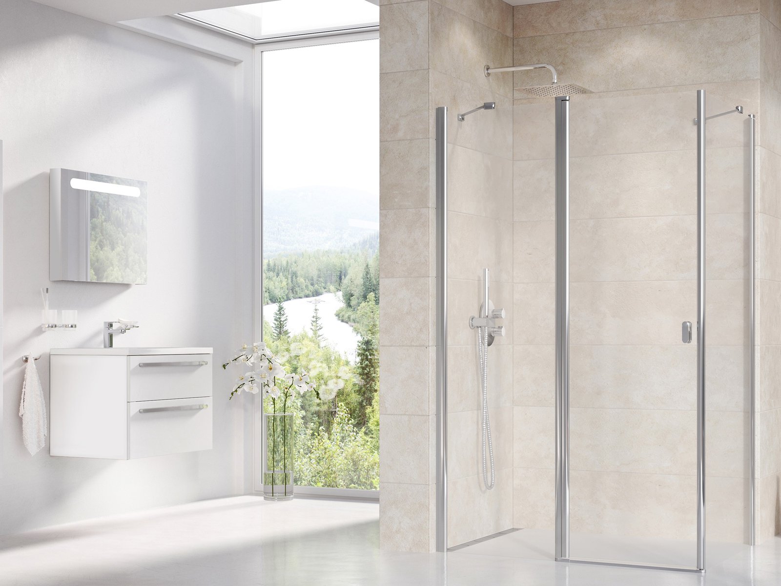 Ravak Chrome CRV2-100 drzwi prysznicowe 100 cm częściowe 1/2 polerowane aluminium/szkło przezroczyste 1QVA0C00Z1