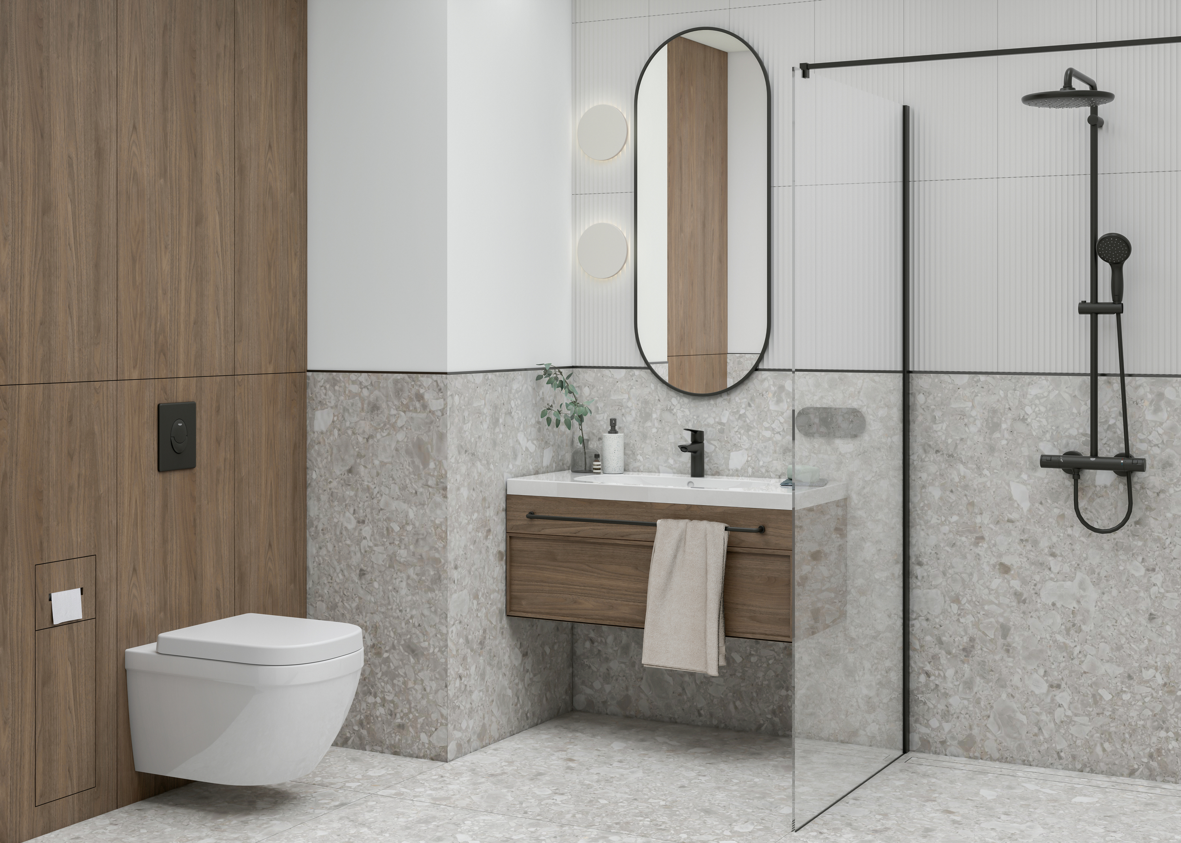 Grohe Vitalio Start Shower System zestaw prysznicowy ścienny termostatyczny z deszczownicą czarny 266772430 - Wysyłka w 24h