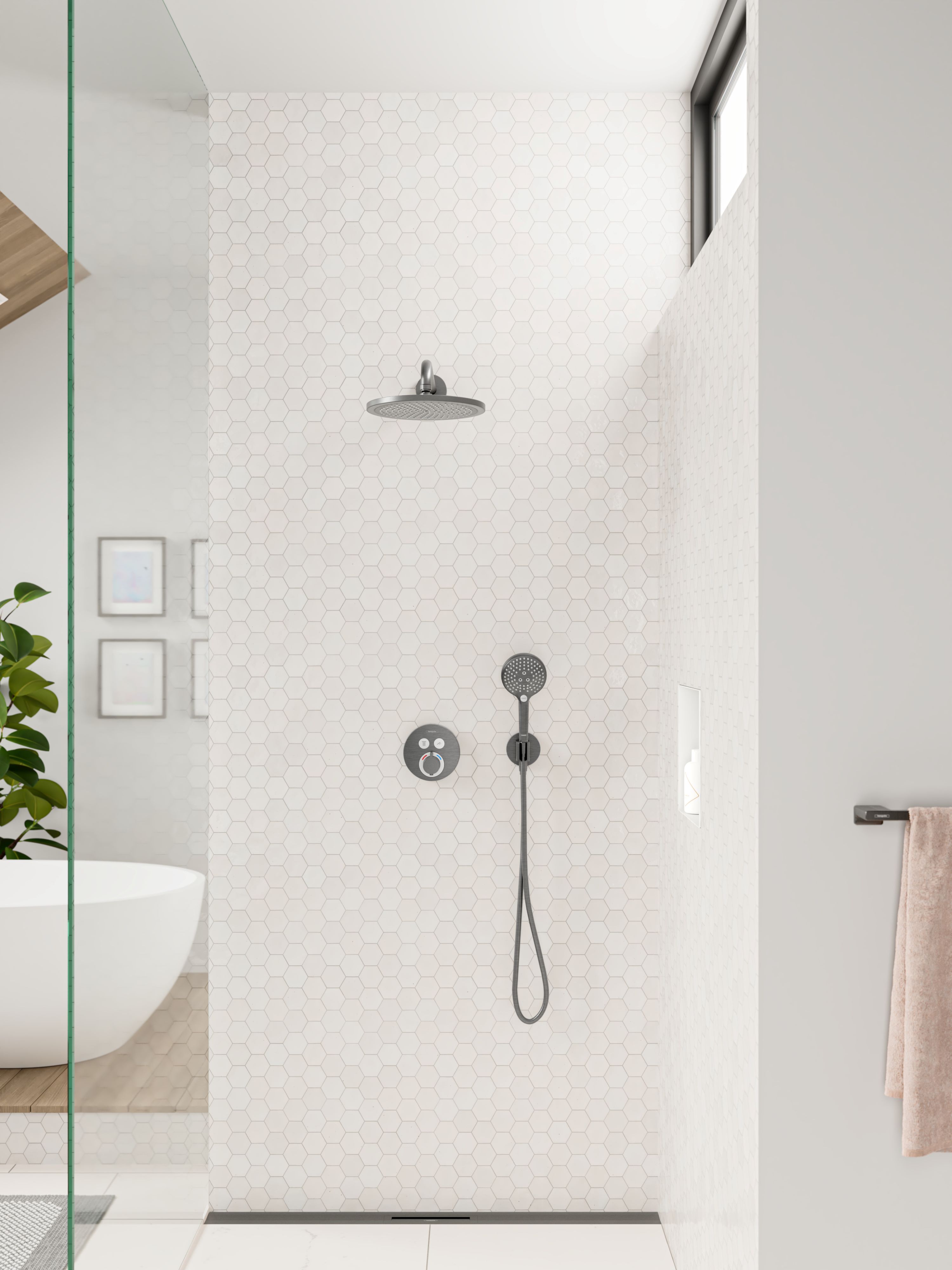 Hansgrohe ShowerSelect S bateria wannowo-prysznicowa podtynkowa czarny chrom szczotkowany 15743340