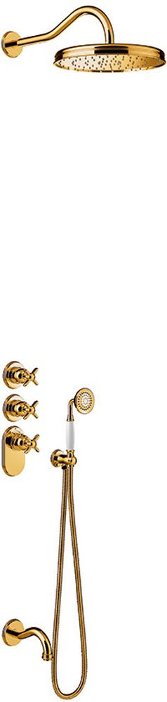 Tres Monoclasic zestaw prysznicowy podtynkowy termostatyczny z deszczownicą złoty 242.353.01.OR
