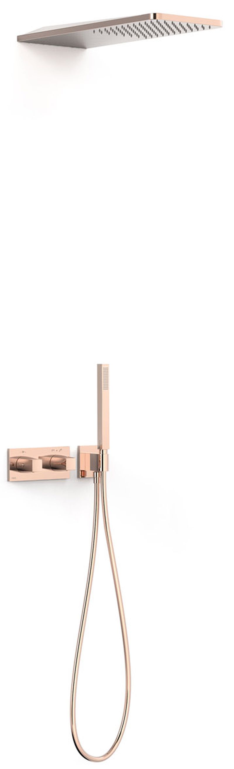 Tres B-System zestaw prysznicowy podtynkowy termostatyczny z deszczownicą różowe złoto połysk 30725205OP