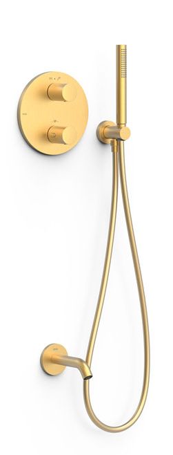 Tres Therm-Box zestaw wannowo-prysznicowy podtynkowy termostatyczny złoty mat 24-K 26225006OM