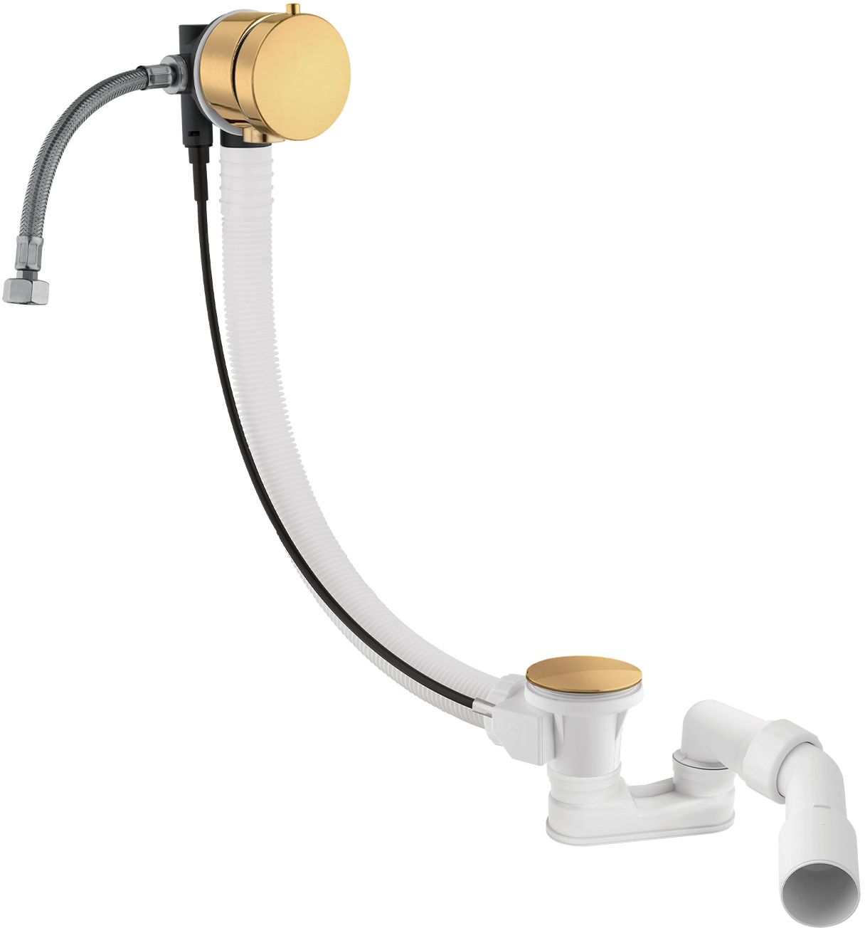 Omnires CGS syfon wannowy przelewowo-odpływowo-napełniający złoty szczotkowany TK132-PLUS-3.07+64-SGLB