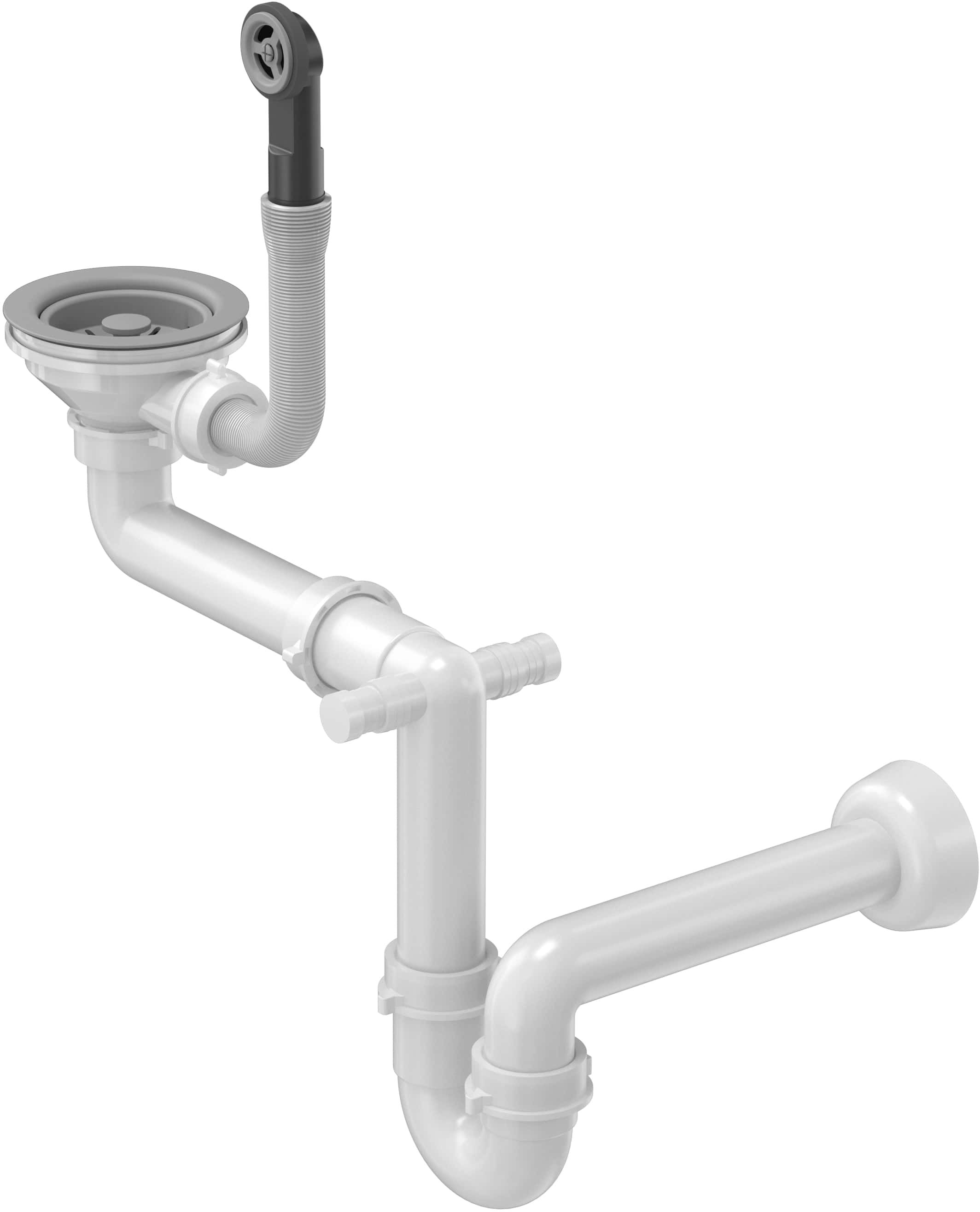 Quadron Save Space Power Colour odpływ zlewozmywakowy zatyczkowy 3 1/2" z syfonem 1-komorowy Silver Stone M1SS1