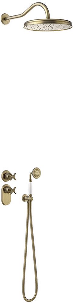 Tres Monoclasic zestaw prysznicowy podtynkowy termostatyczny z deszczownicą stary mosiądz 242.352.02.LV