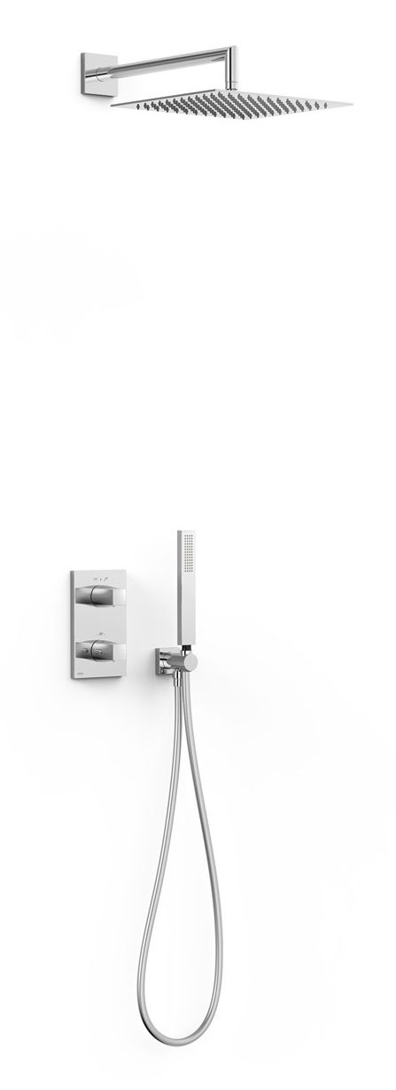 Tres Therm-Box zestaw prysznicowy podtynkowy termostatyczny z deszczownicą czarny mat 21625004NM