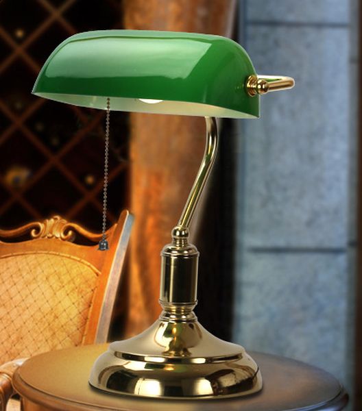 Abigali Home lampa biurkowa 1x40W mosiądz/zielony BANKER - Wysyłka w 24h