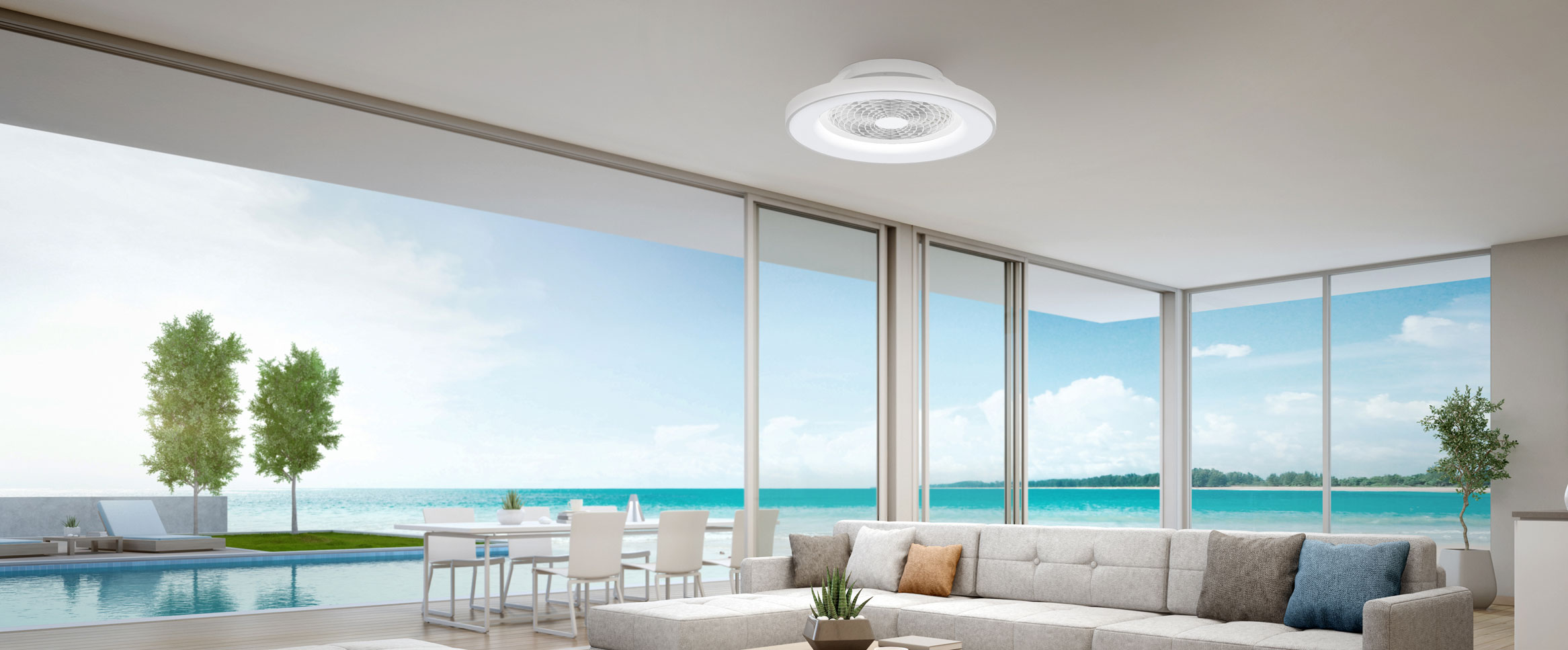 Mantra Tibet plafon 1x70W LED z wentylatorem biały 7123