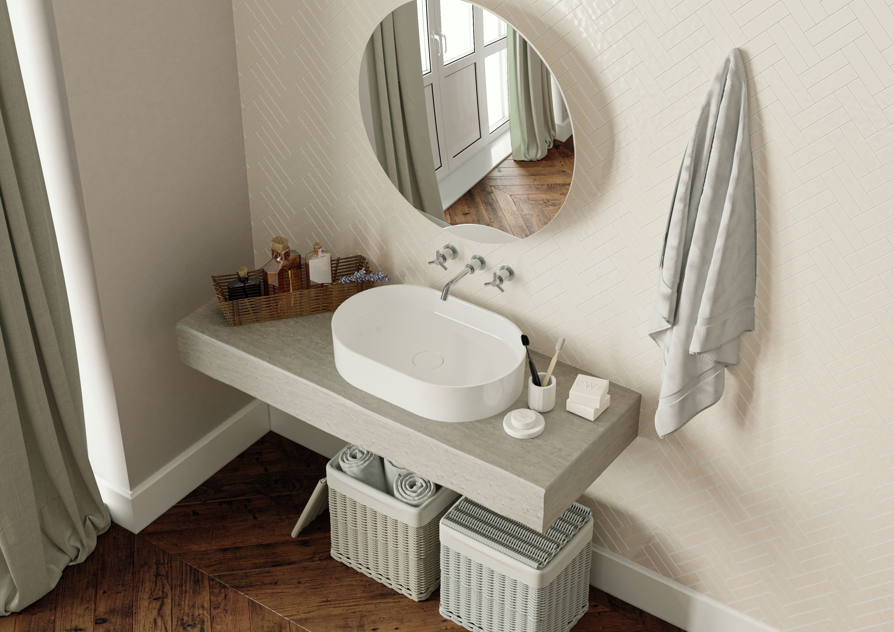 Miraggio Kira umywalka 60x40 cm nablatowa owalna biały połysk 00001005 - Wysyłka w 24h