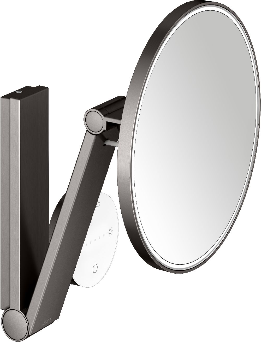 Keuco Cosmetic mirrors lusterko kosmetyczne 21,2x31,4 cm okrągłe z oświetleniem tytan czarny szczotkowany 17612359002