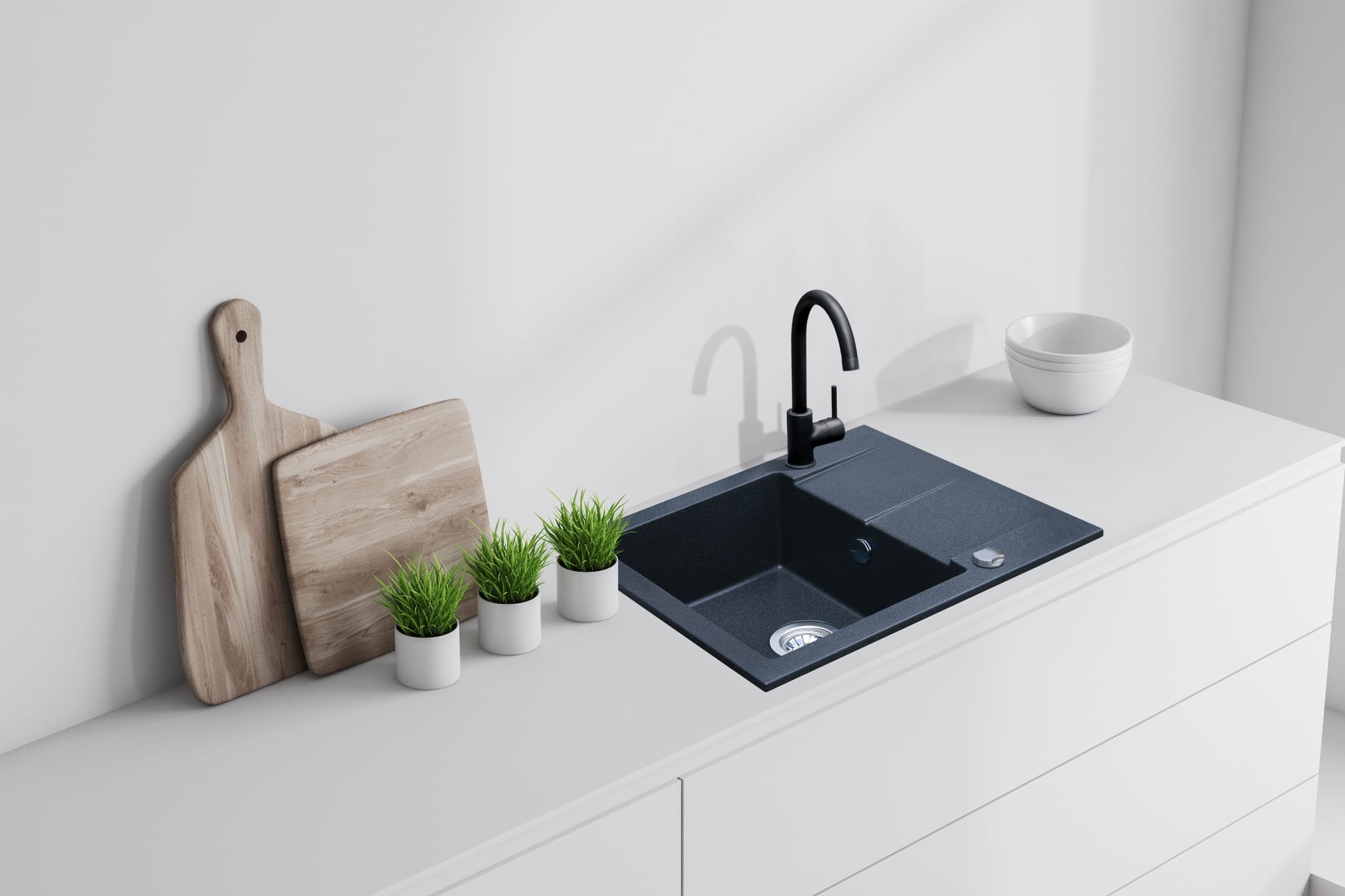 iceBerg San zlewozmywak 59x50 cm z baterią kuchenną Mango onyx metallic/czarny mat ZZB1411ABM - Wysyłka w 24h