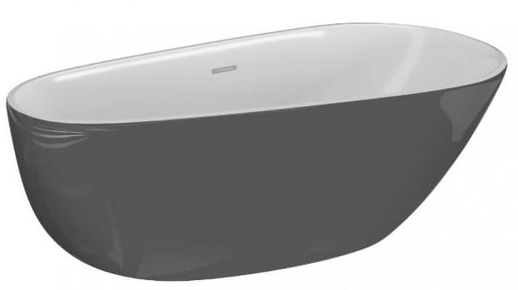 Polimat Shila wanna wolnostojąca 170x85 cm akrylowa biały/grafitowy połysk 00432