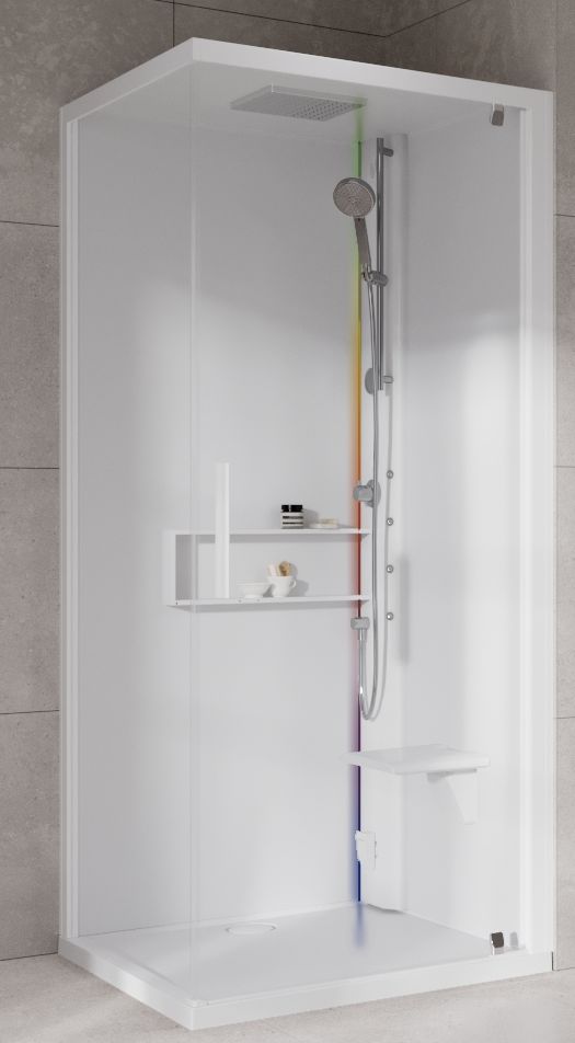 Novellini Glax 2 2.0 G+F kabina z hydromasażem 90 cm kwadratowa prawa parowa z brodzikiem total biała G22GF99DM5-1UU