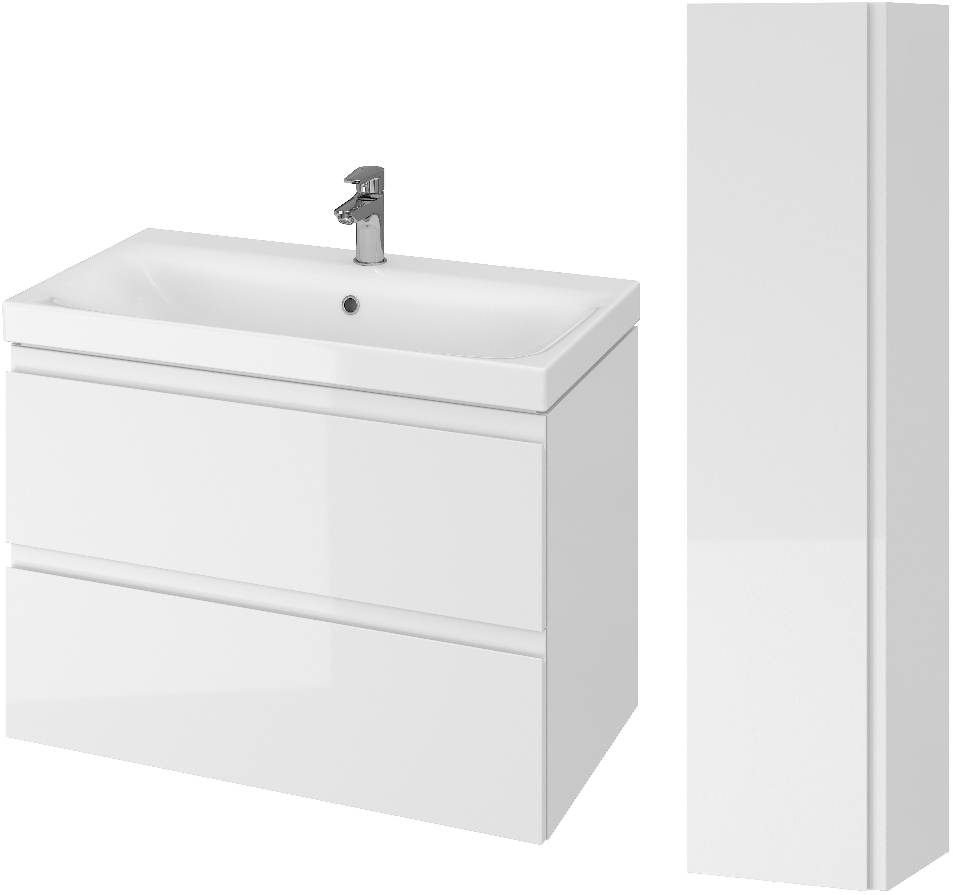 Zestaw Cersanit Moduo umywalka z szafką 80 cm i szafka boczna wisząca 160 cm biały (S801221DSM, S590020DSM) - Wysyłka w 24h