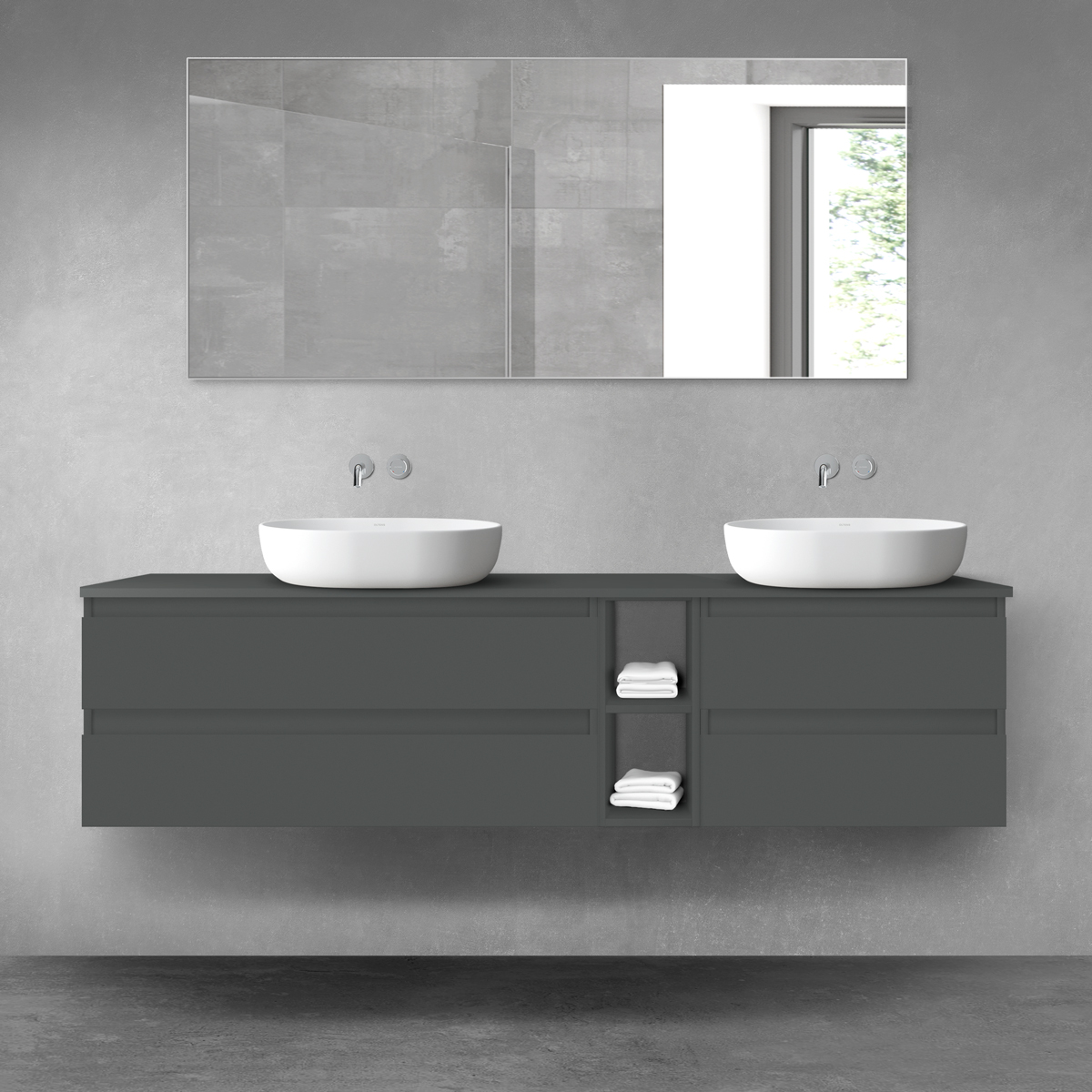 Oltens Vernal zestaw mebli łazienkowych 180 cm z blatem grafit mat 68637400 - Wysyłka w 24h