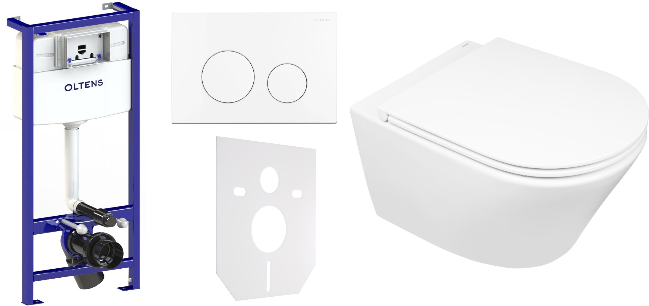 Zestaw Oltens Triberg Jog Lule 7w1 stelaż podtynkowy miska z deską 42005000 i przycisk spłukujący biały 58302000 - Wysyłka w 24h