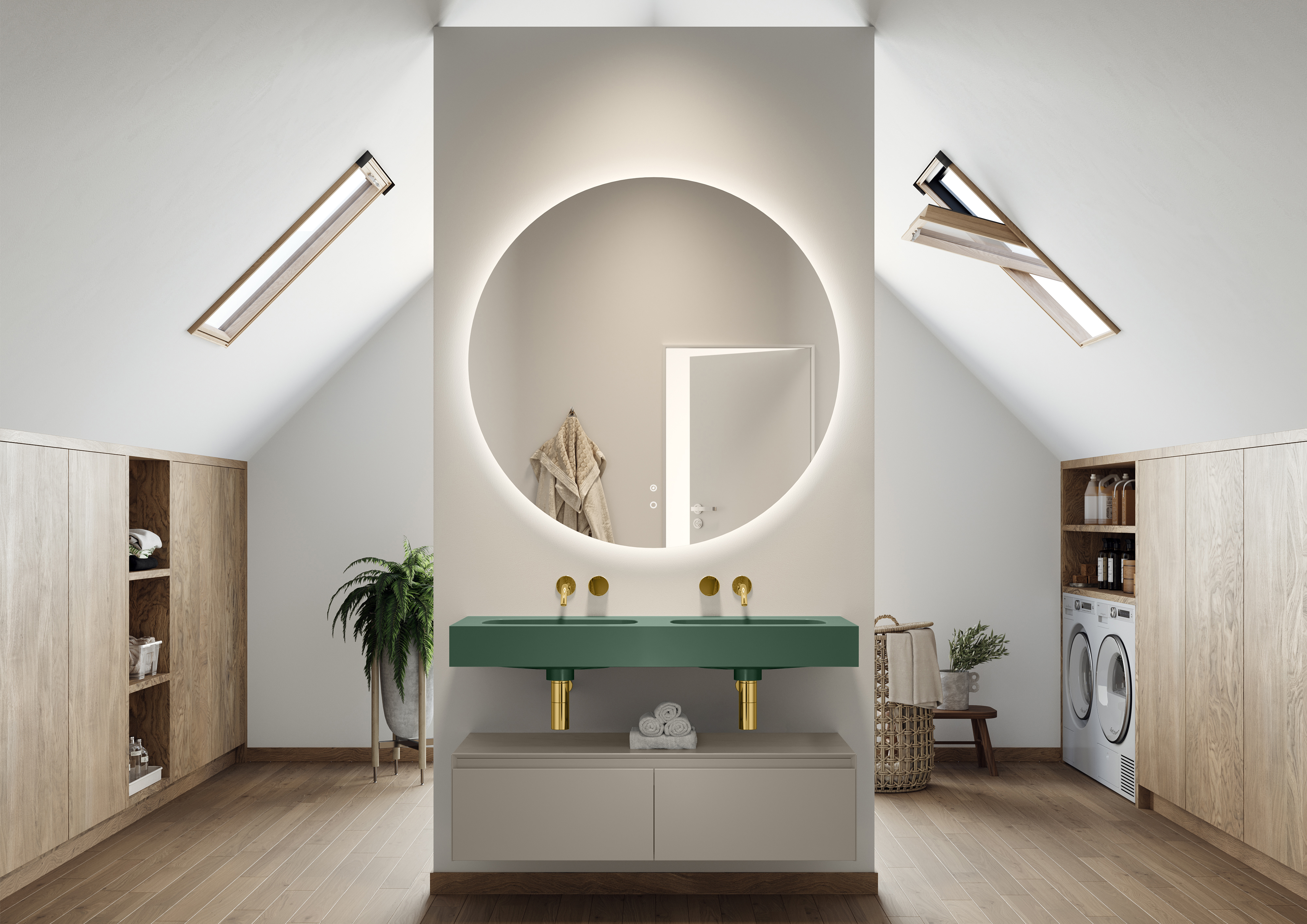 Elita Dimple umywalka 121x46 cm prostokątna ścienna-podwójna forest green matt RE041200027010