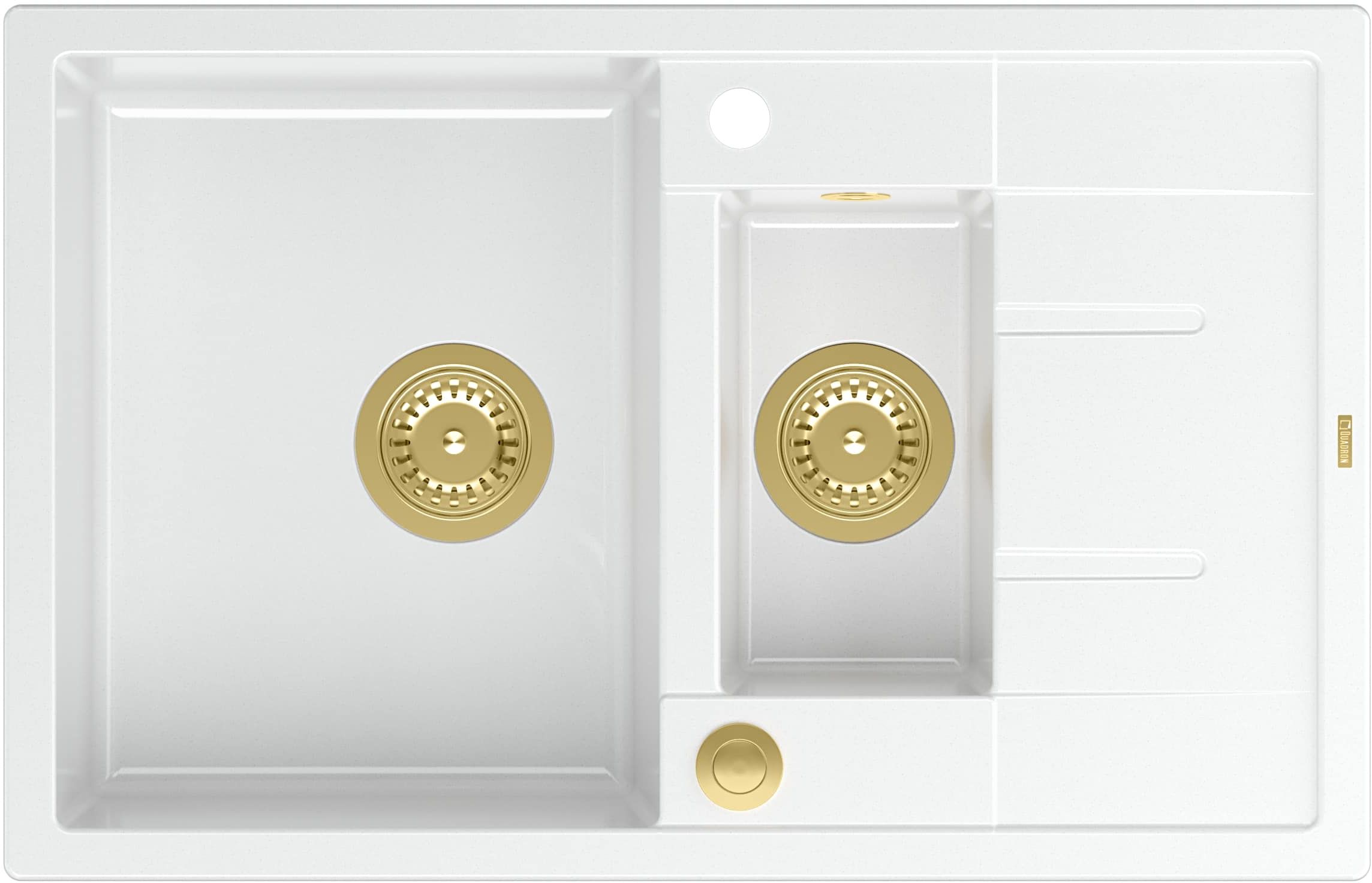 Quadron Morgan 156 zlewozmywak 78x50 cm wpuszczany GraniteQ snow white/złoty HB8224U1-G1_P2O