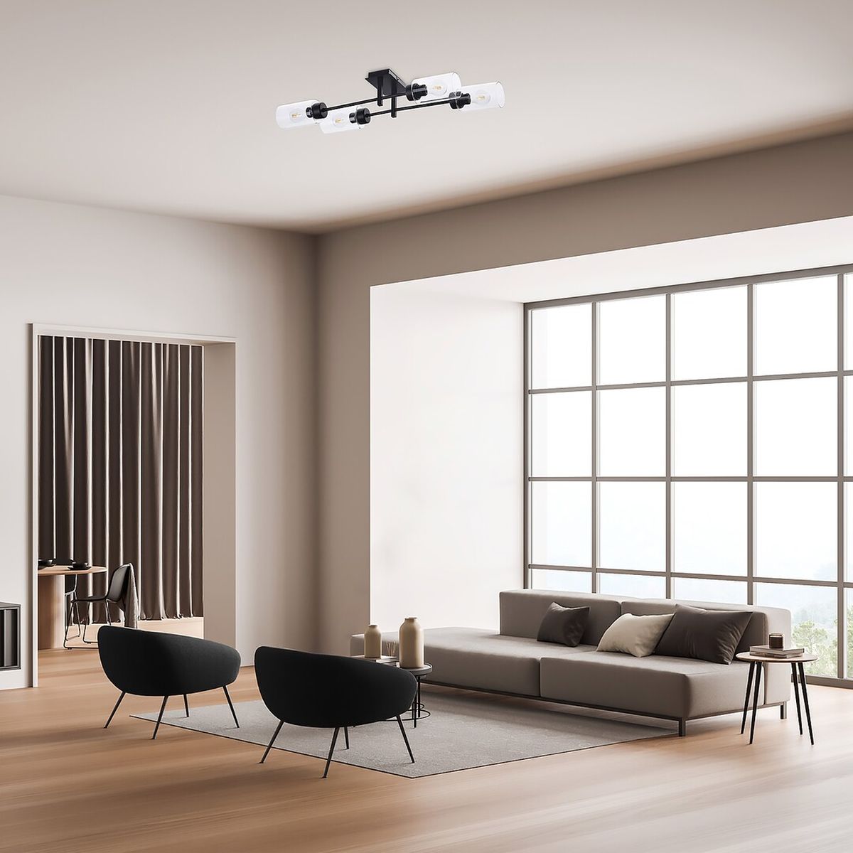 Rabalux Prudence lampa podsufitowa 4x40W czarny/przezroczysty 2672