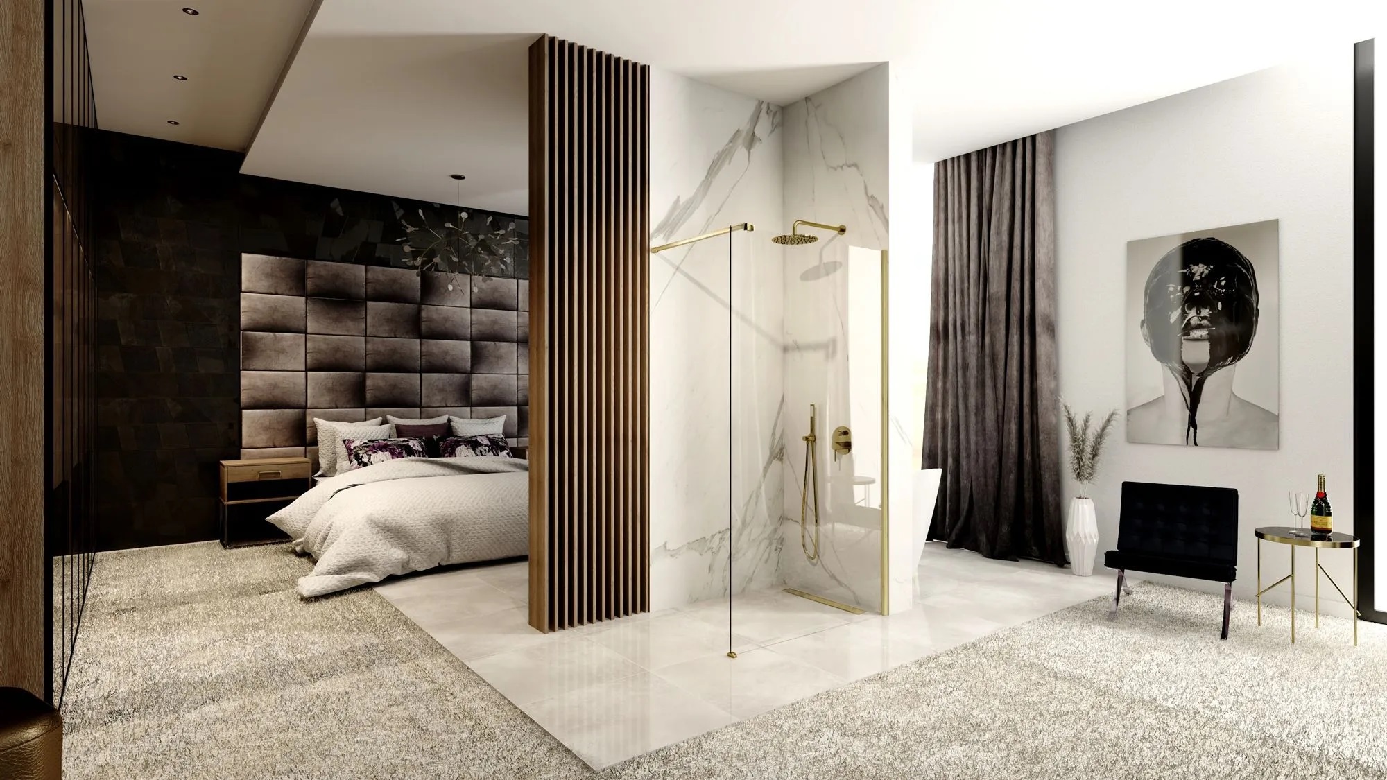 Rea Aero ścianka prysznicowa walk-in 110 cm złoty szczotkowany/szkło przezroczyste REA-K9840