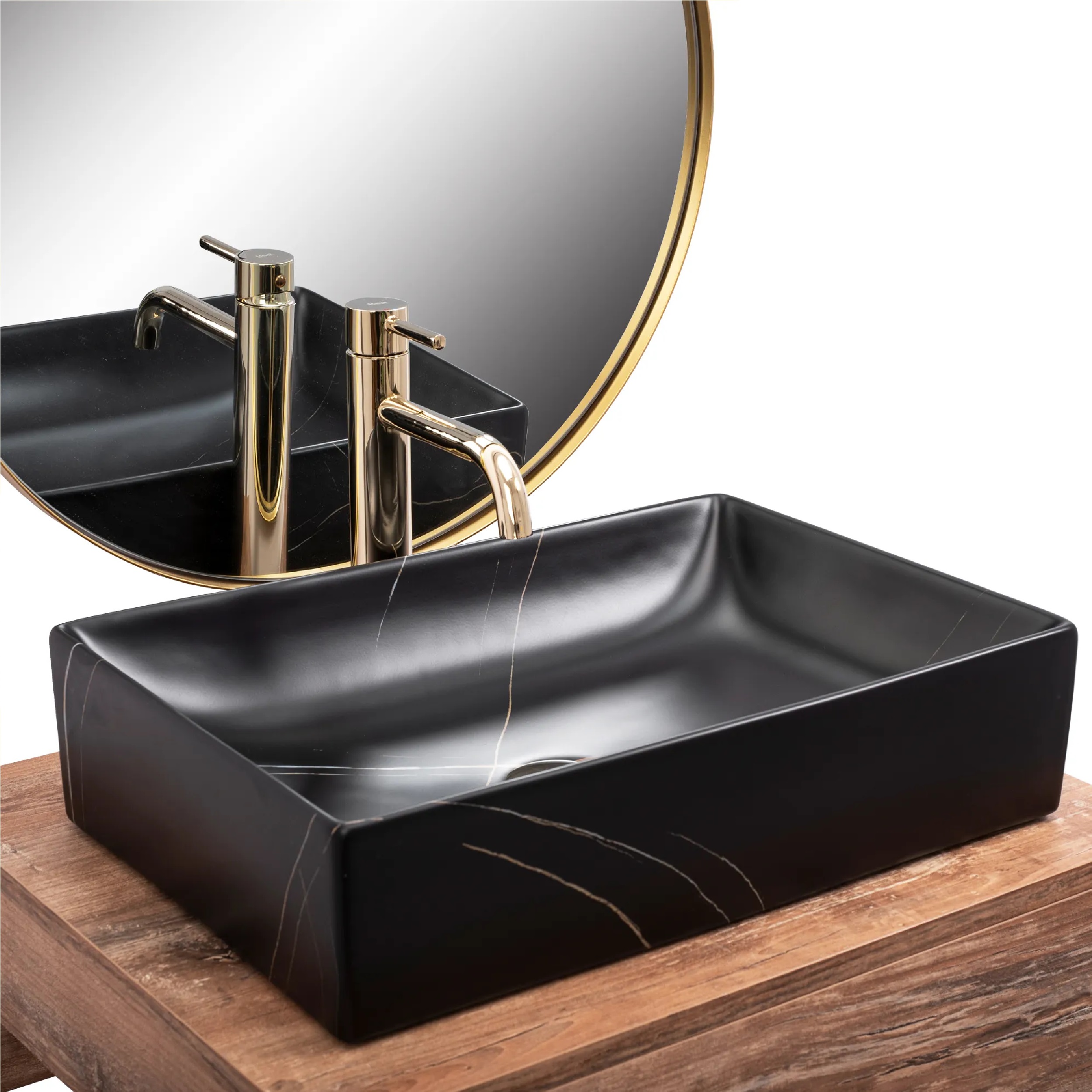 Rea Inga Black Marble Matt umywalka 51x34,5 cm nablatowa prostokątna czarny mat REA-U8006 - Wysyłka w 24h