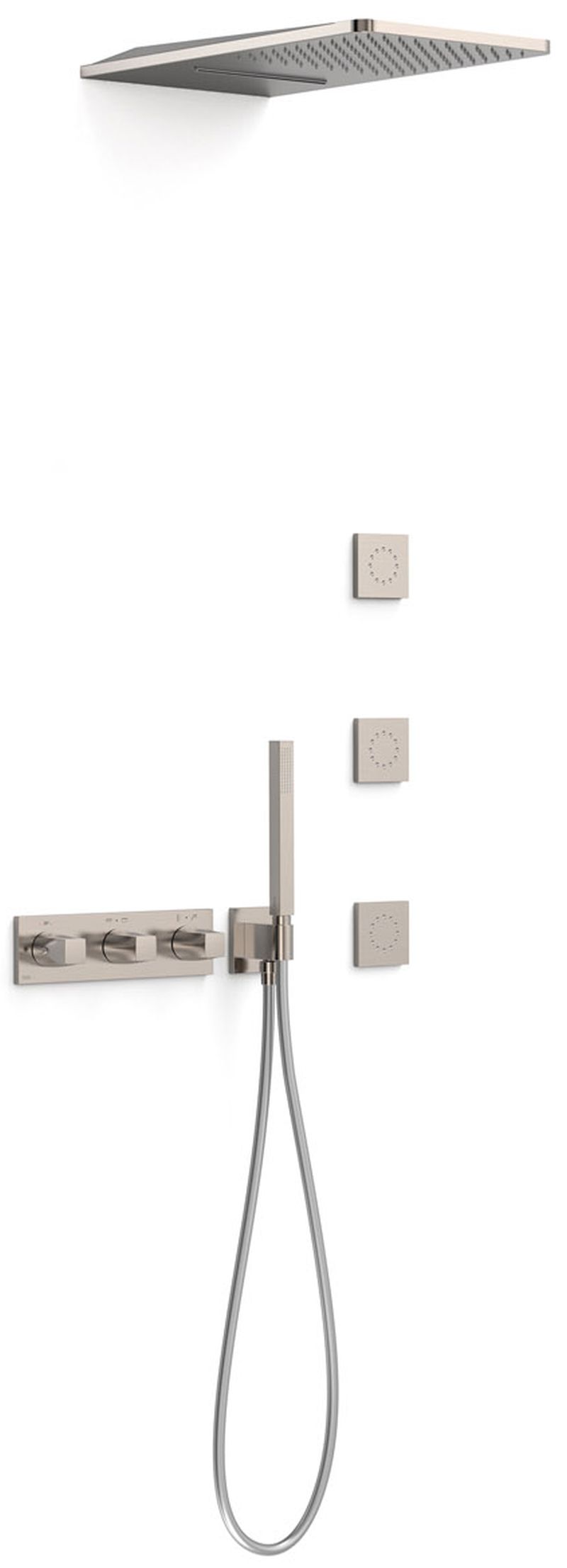 Tres B-System zestaw prysznicowy podtynkowy termostatyczny z deszczownicą stal 30725405AC