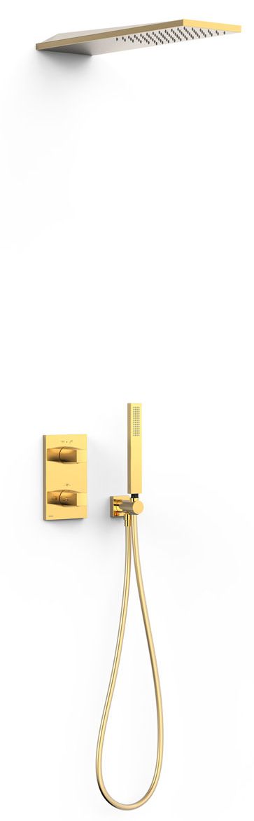 Tres Therm-Box zestaw prysznicowy podtynkowy termostatyczny z deszczownicą złoty połysk 24-K 21125005OR