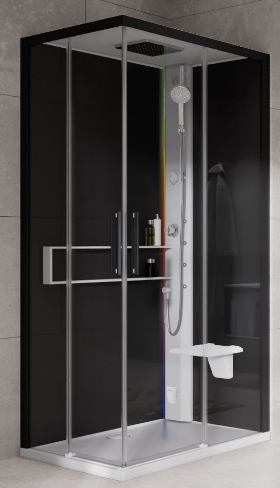 Novellini Glax 2 2.0 A kabina z hydromasażem 100x70 cm prawa parowa z brodzikiem biała G22A107DM5-1UH