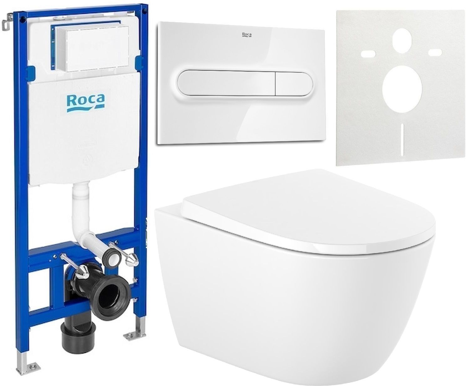 Zestaw Roca Ona miska WC wisząca Supraglaze z deską sedesową wolnoopadającą i stelaż podtynkowy Duplo One z przyciskiem spłukującym ...