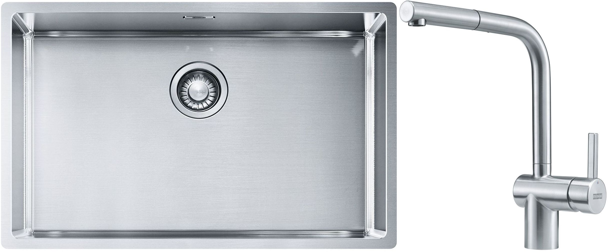 Franke Box BXX 210/110-68 zlewozmywak 72,5x45 cm stalowy z baterią kuchenną Atlas stal szlachetna (1270453658, 1150521439)