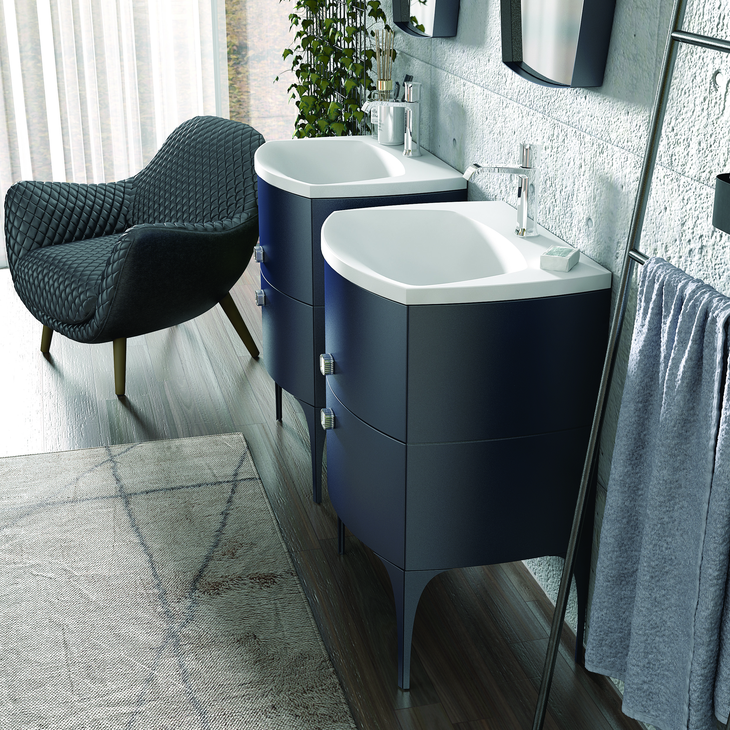 Oristo Louis nóżki meblowe 27,5 cm przednie granatowy mat OR50-A-NOF-102-14