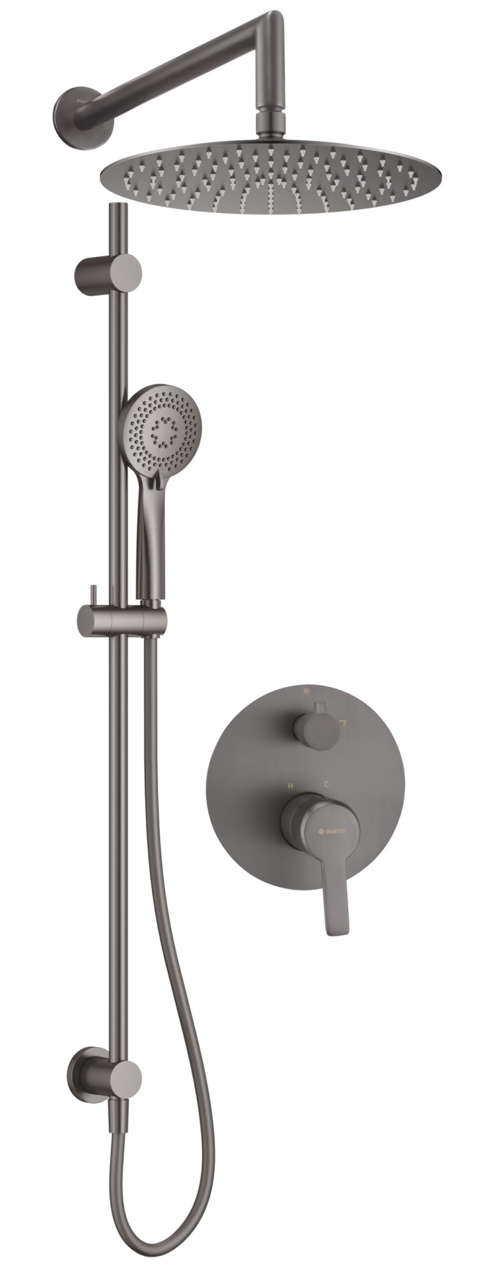 Deante Arnika zestaw prysznicowy podtynkowy z deszczownicą titanium NACD6QP - Wysyłka w 24h