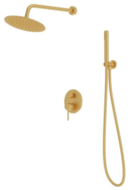 LaVita Orion zestaw prysznicowy z baterią podtynkowy z deszczownicą złoty szczotkowany