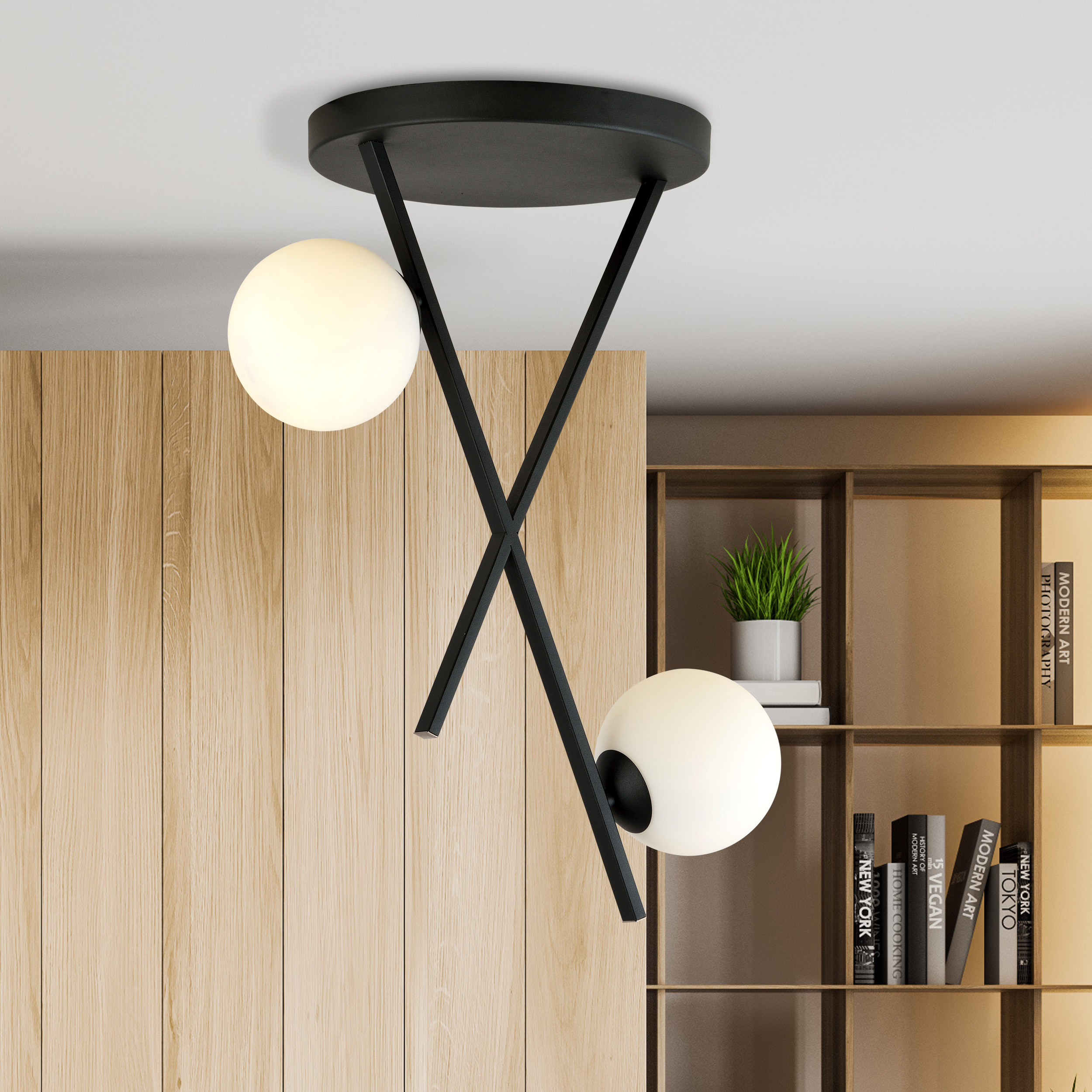 Emibig River lampa podsufitowa 2x10 W biała-czarna 1194/2