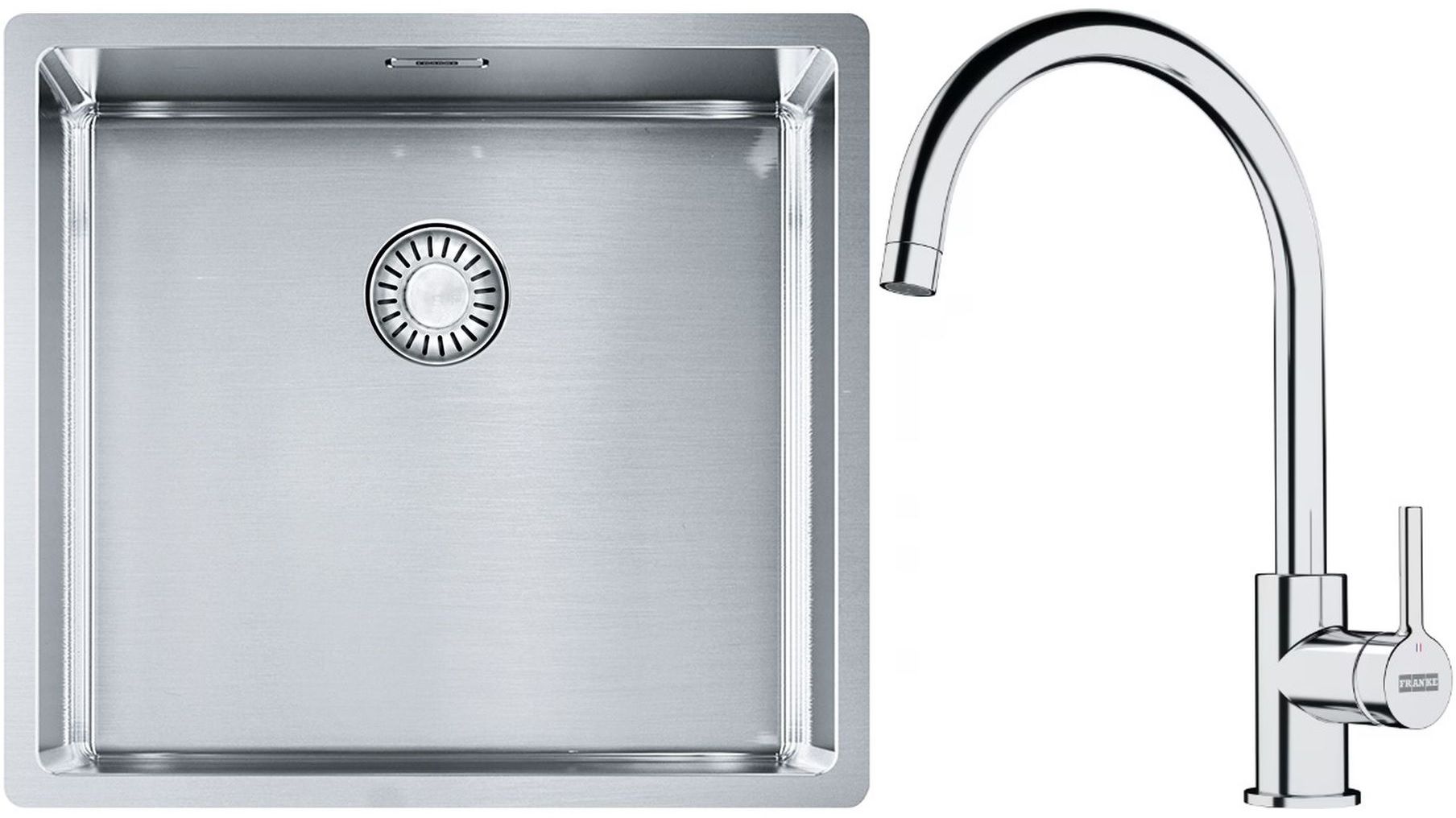 Franke Box BXX 210/110-45 zlewozmywak 49x45 cm stalowy z baterią kuchenną Lina chrom (1270453655, 1150693228)