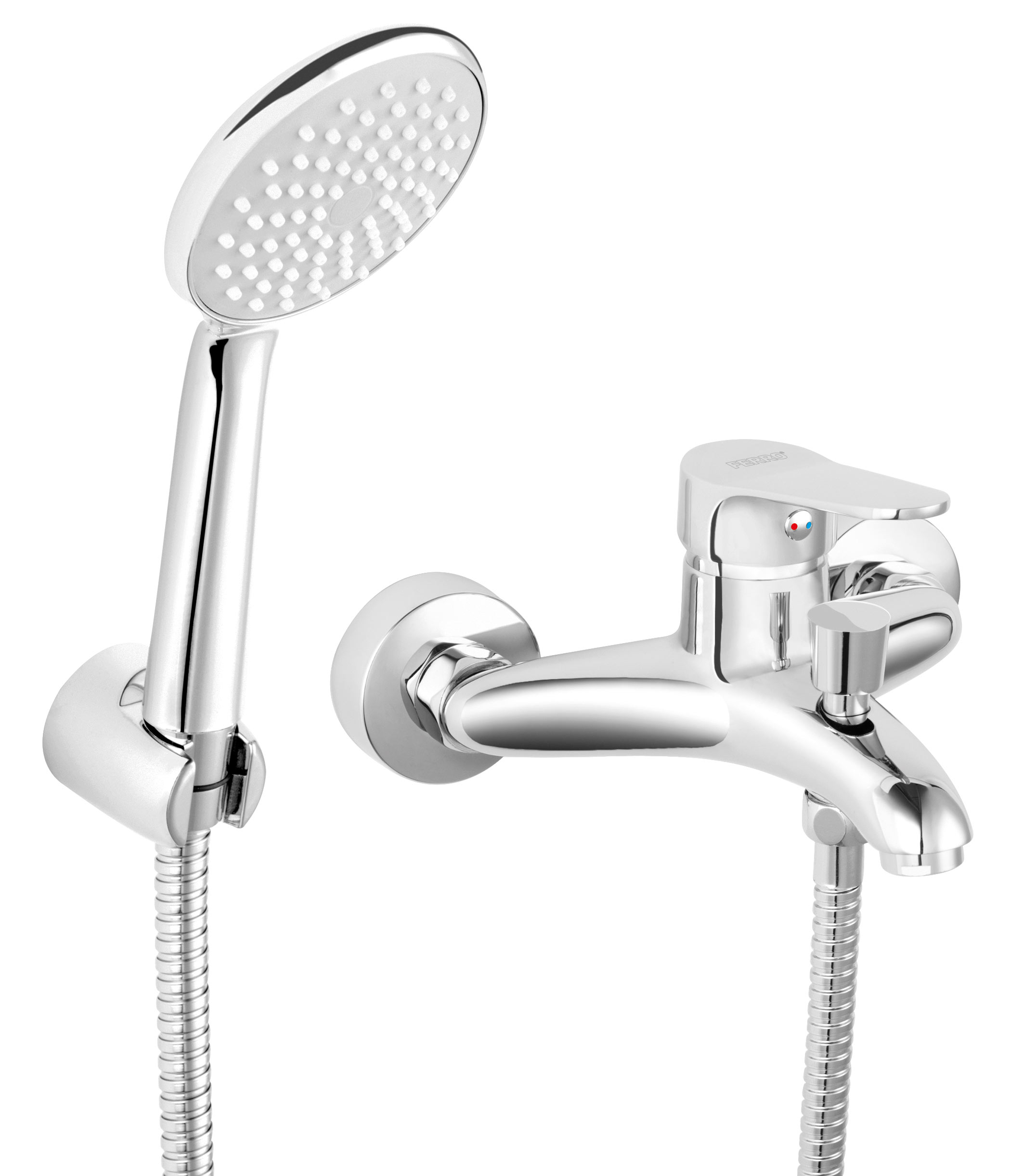 Ferro Isso bateria wannowo-prysznicowa ścienna z zestawem natryskowym chrom BIS11 - Wysyłka w 24h