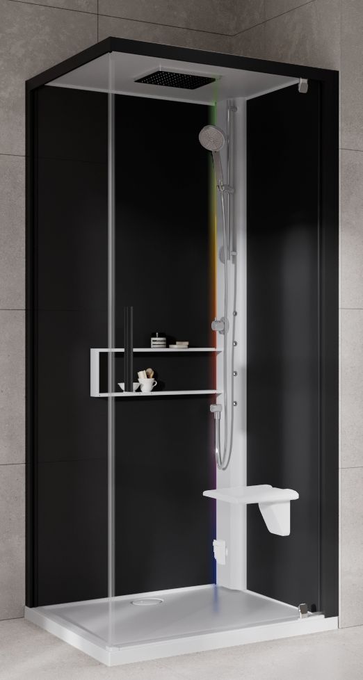 Novellini Glax 2 2.0 G+F kabina z hydromasażem 90 cm kwadratowa prawa parowa z brodzikiem biała G22GF99DM5-1UH