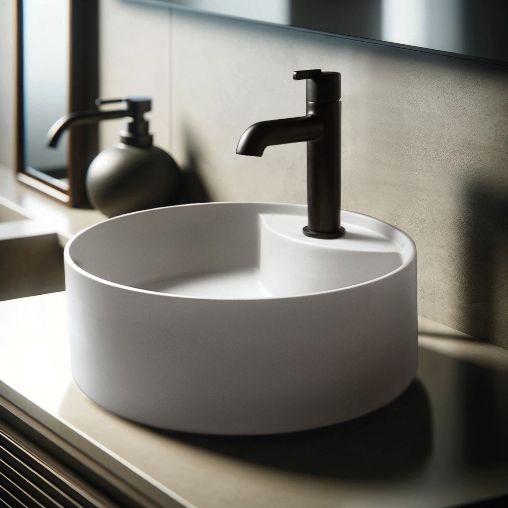 Deante Silia umywalka 36x36 cm okrągła nablatowa biała CQS_AU4B