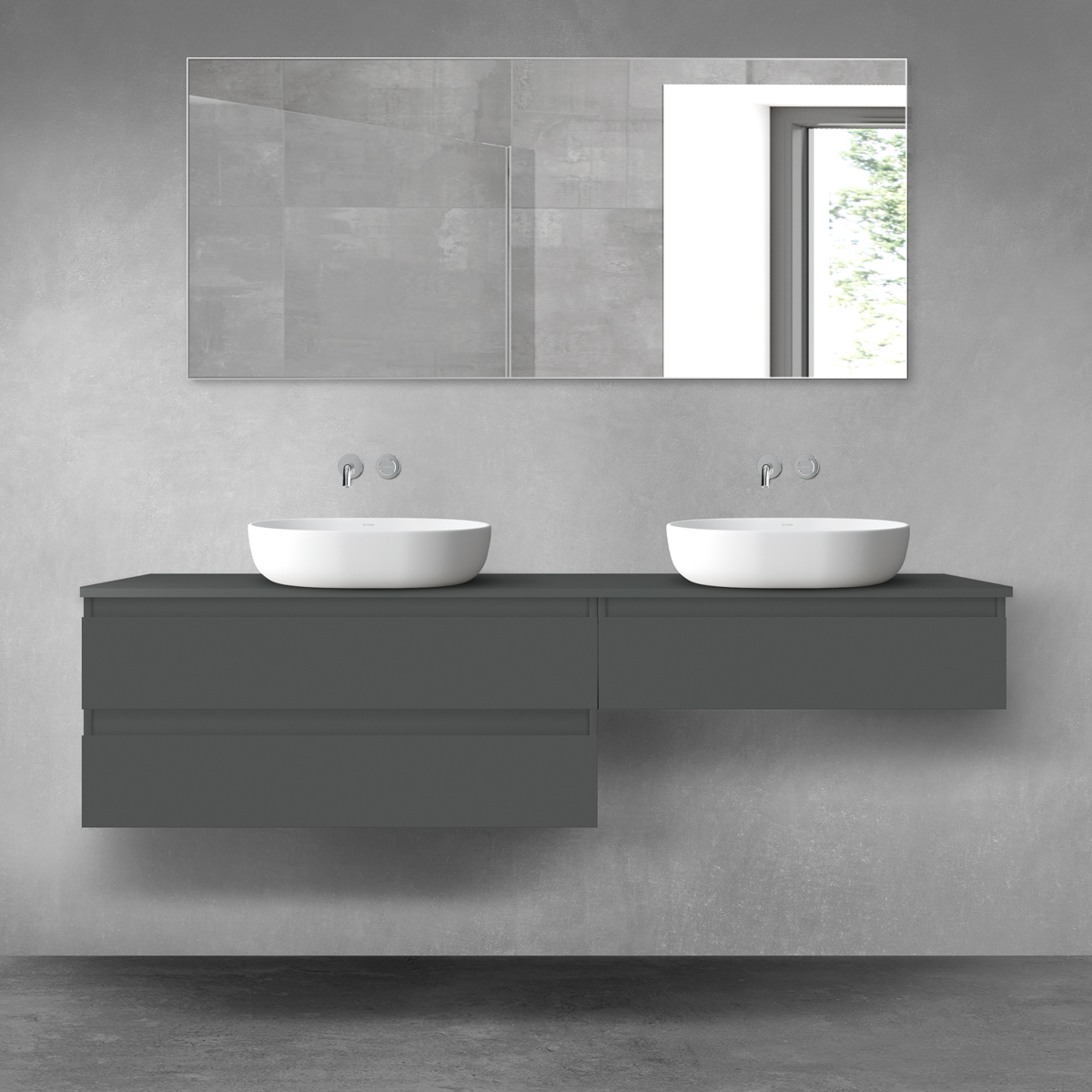 Oltens Vernal zestaw mebli łazienkowych 180 cm z blatem grafit mat 68554400 - Wysyłka w 24h