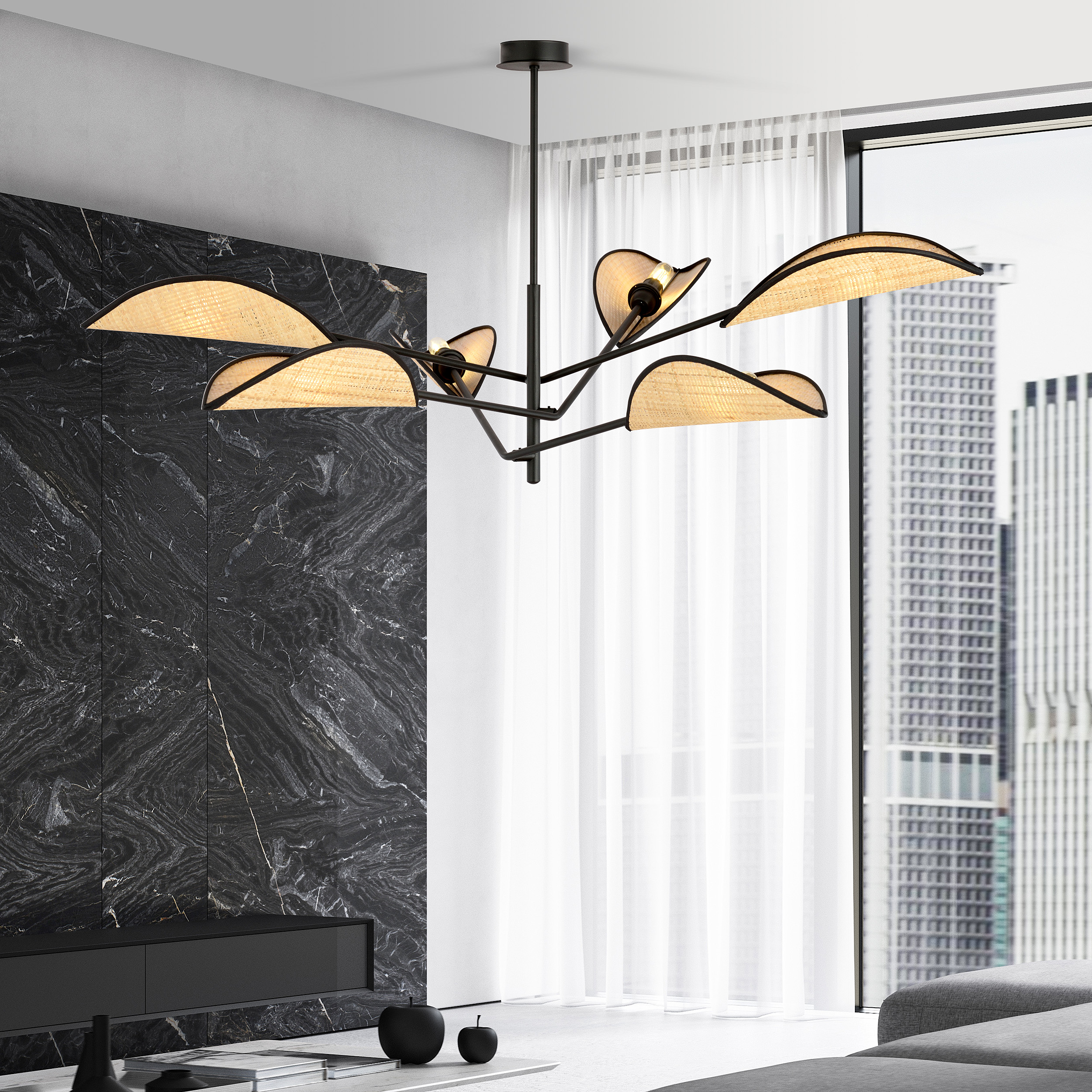 Emibig Vene lampa podsufitowa 6x10 W czarna-beżowa 1160/6