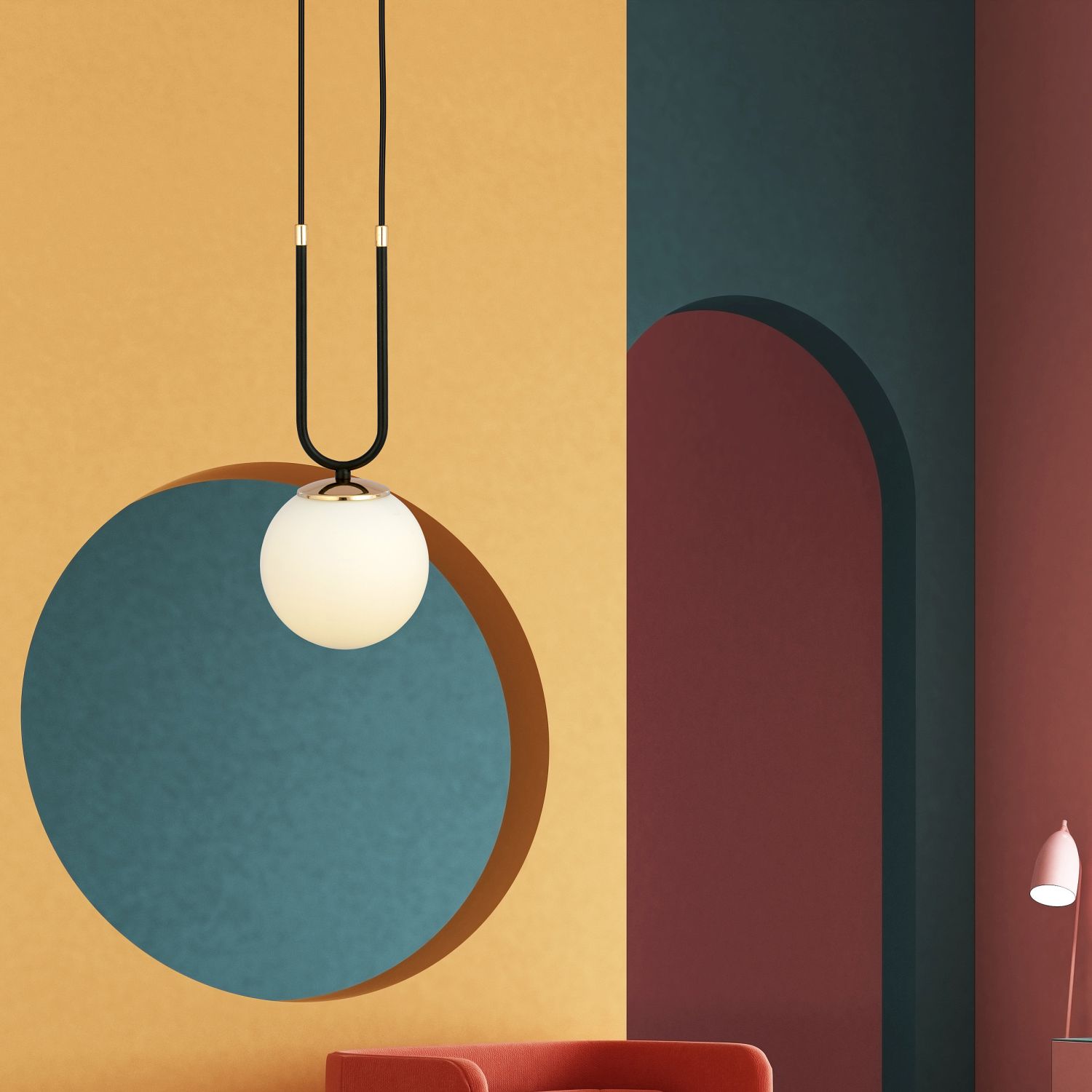 Emibig Glam lampa wisząca 1x10 W czarna-opal 1112/1