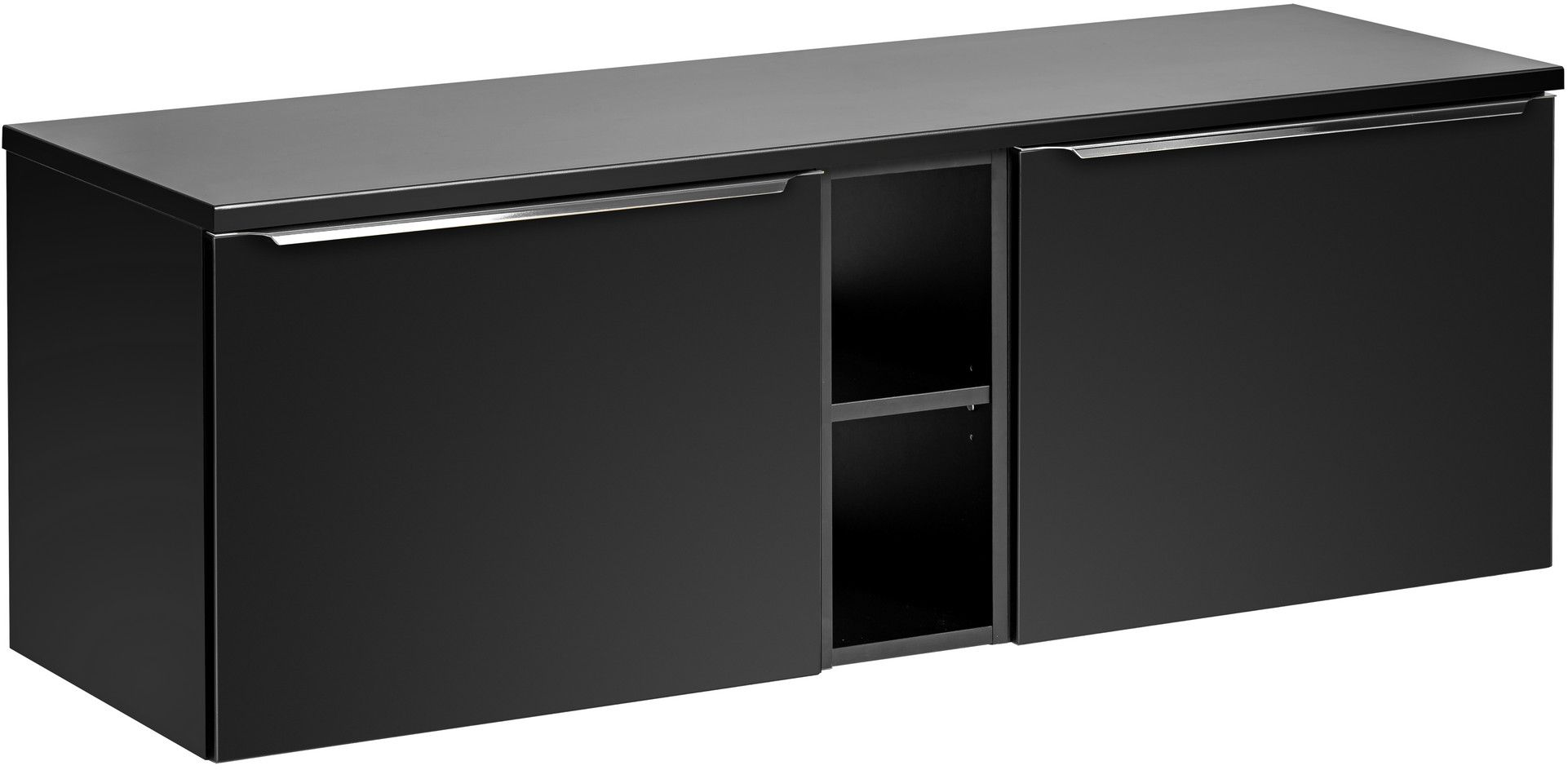 Zestaw Comad Santa Fe Black szafki 60 cm i 60 cm i regał 20 cm z blatem meblowym 140 cm czarny SET-SFBL B 140CM