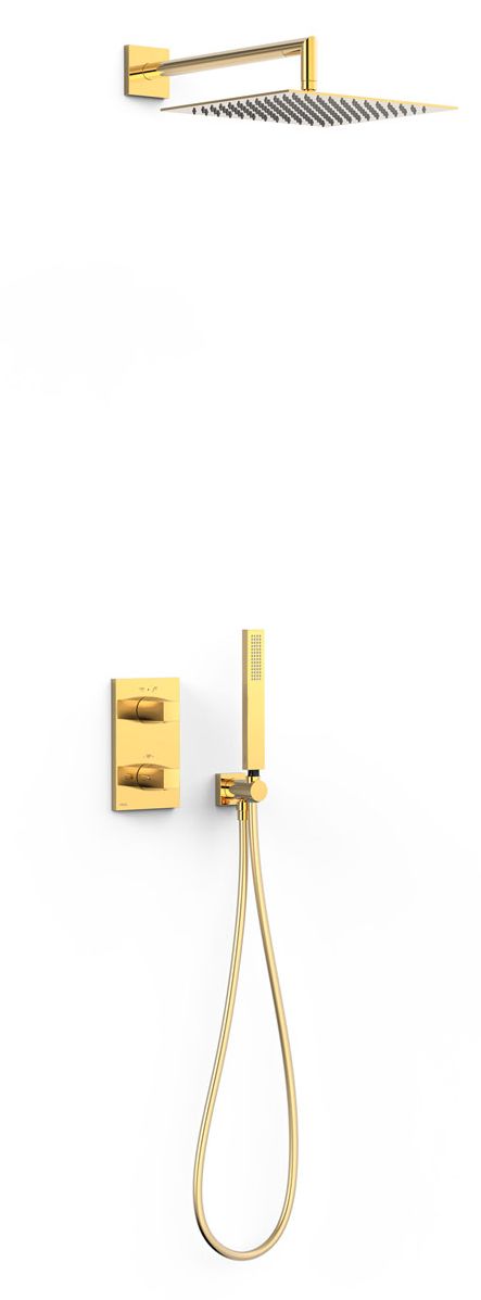 Tres Therm-Box zestaw prysznicowy podtynkowy termostatyczny z deszczownicą złoty połysk 24-K 21125004OR