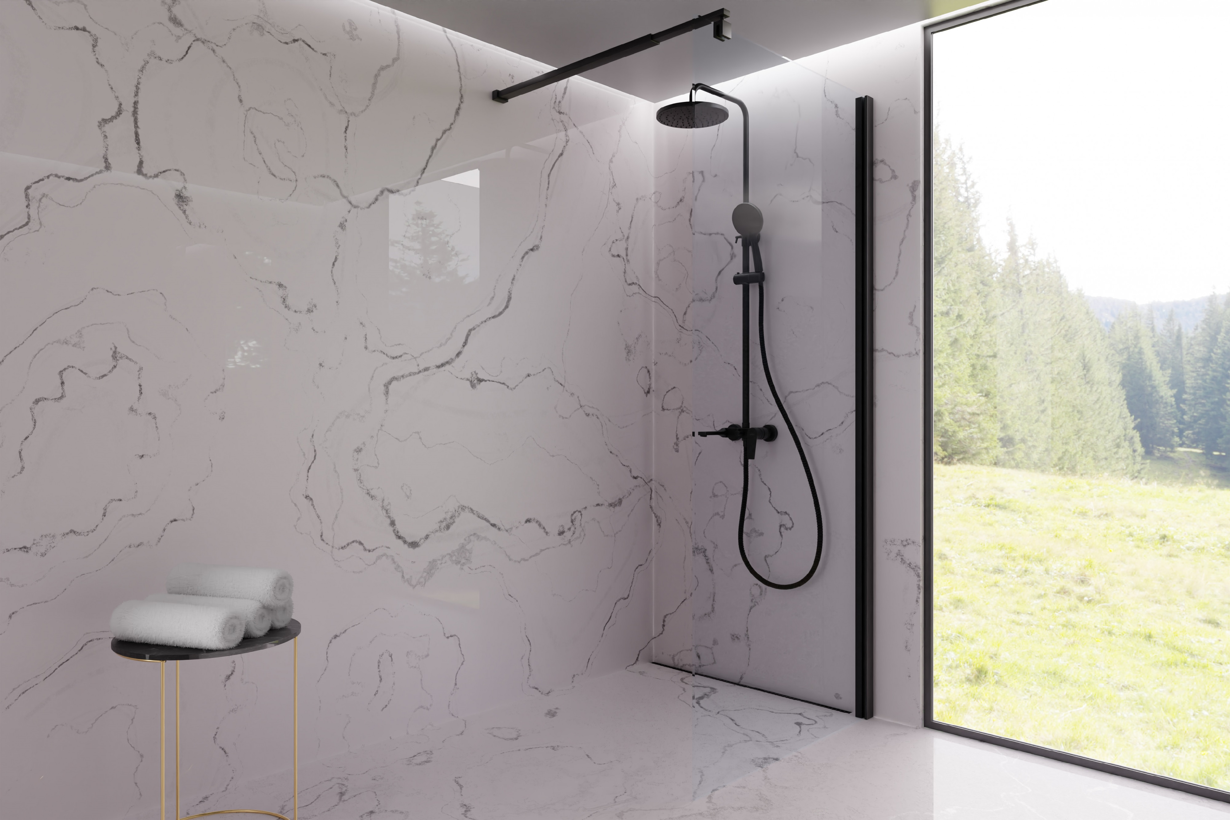 Invena Dokos zestaw prysznicowy ścienny z deszczownicą czarny AU-19-B04