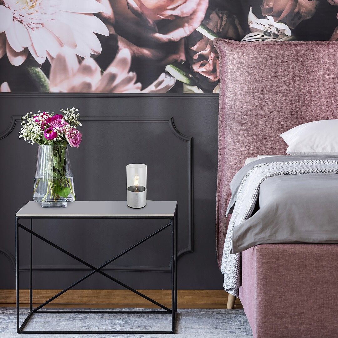 Rabalux Zelkova lampa stołowa 1x40W aluminium szczotkowane/przezroczysty 3153