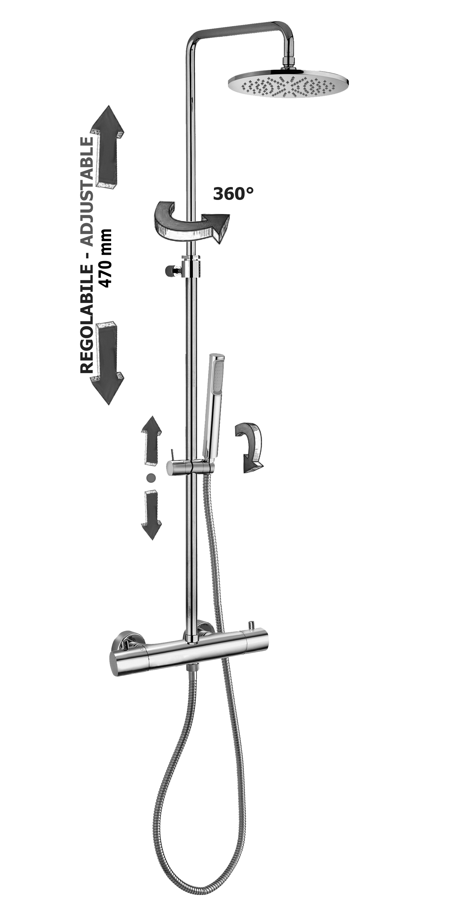 Paffoni Rubinetterie zestaw prysznicowy ścienny termostatyczny z deszczownicą chrom ZCOL638LIQCR