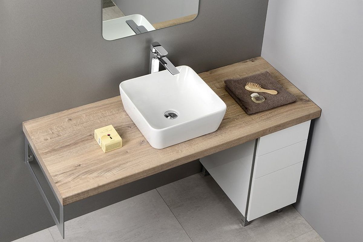 GSI Sand umywalka 38 cm nablatowa kwadratowa ExtraGlaze biała 903811