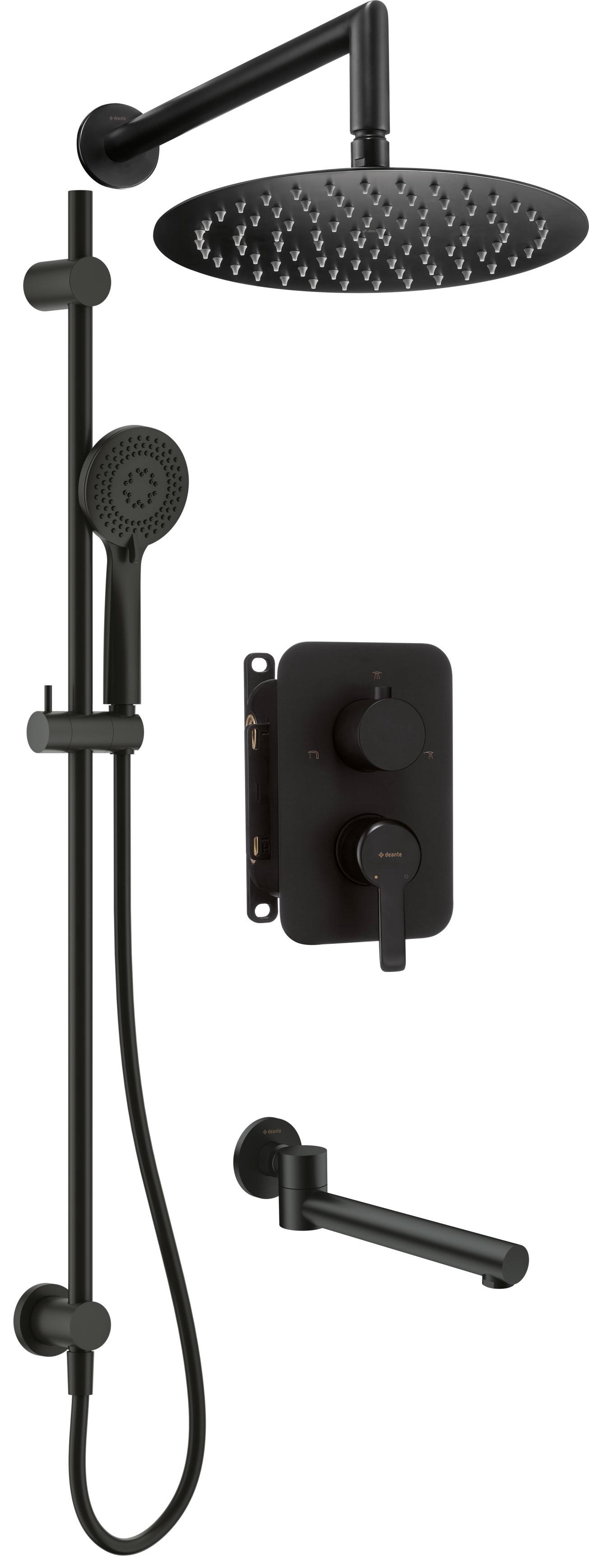Deante Arnika zestaw wannowo-prysznicowy podtynkowy z deszczownicą czarny BXYWNQAM - Wysyłka w 24h
