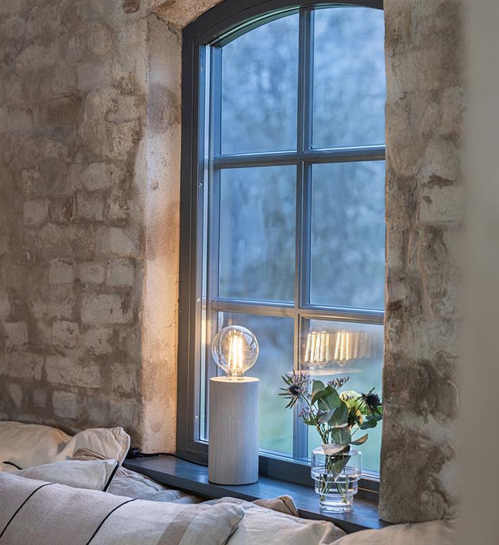 Markslöjd Legna lampa stołowa 1x40W szary/szkło przezroczyste 108755