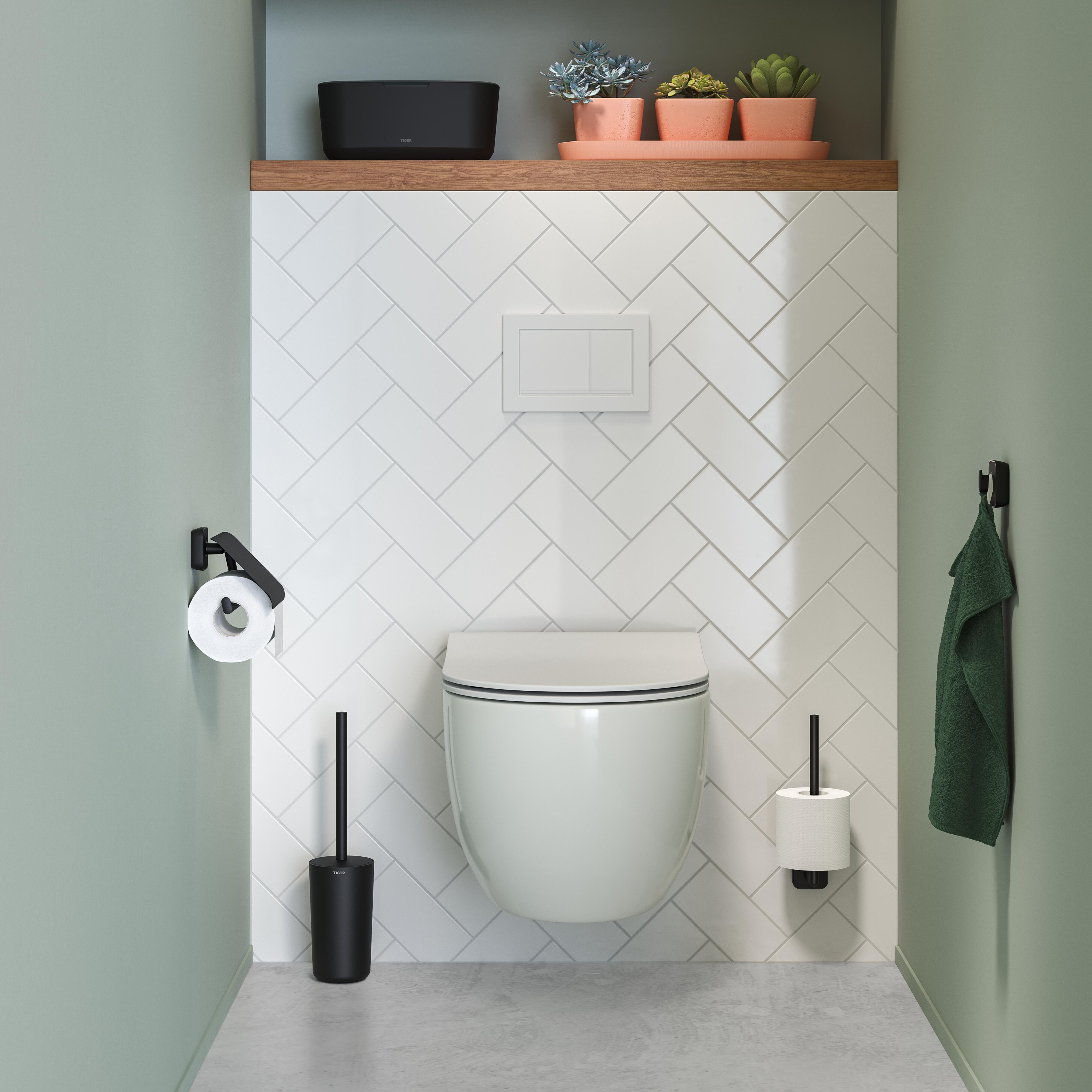 Tiger Carv uchwyt na papier toaletowy z pokrywą czarny 800239 - Wysyłka w 24h